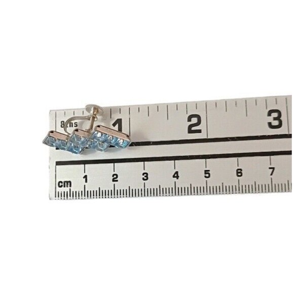 Vintage Light Blue Rhinestone Choker Necklace Screw Back Earrings Prong Setting - Picture 15 of 16